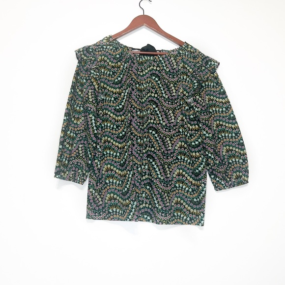 NWT Loft Garden Tie Back Dobby Ruffle Blouse  size L - Picture 2 of 4